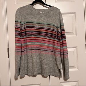 GAP Gray Sweater with Colorful Stripes